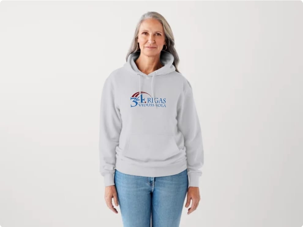 Pelēks pieaugušo džemperis ar kapuci