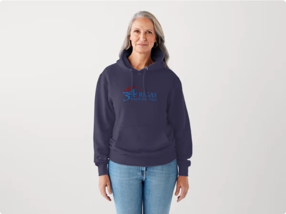 Tumši zils pieaugušo džemperis ar kapuci