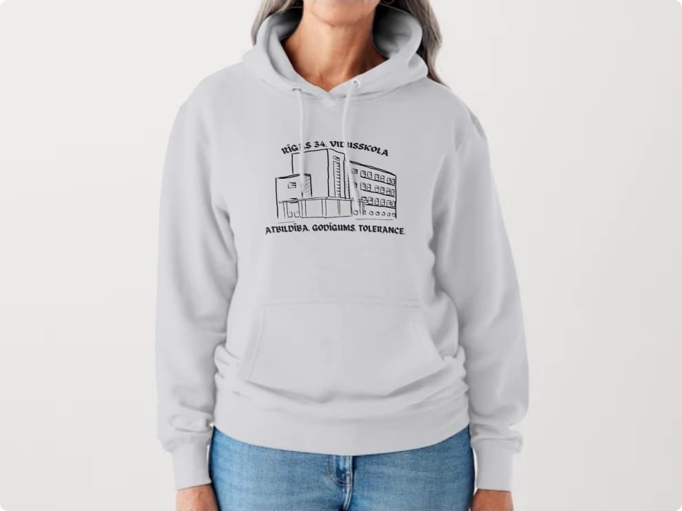 Pelēks pieaugušo džemperis ar kapuci