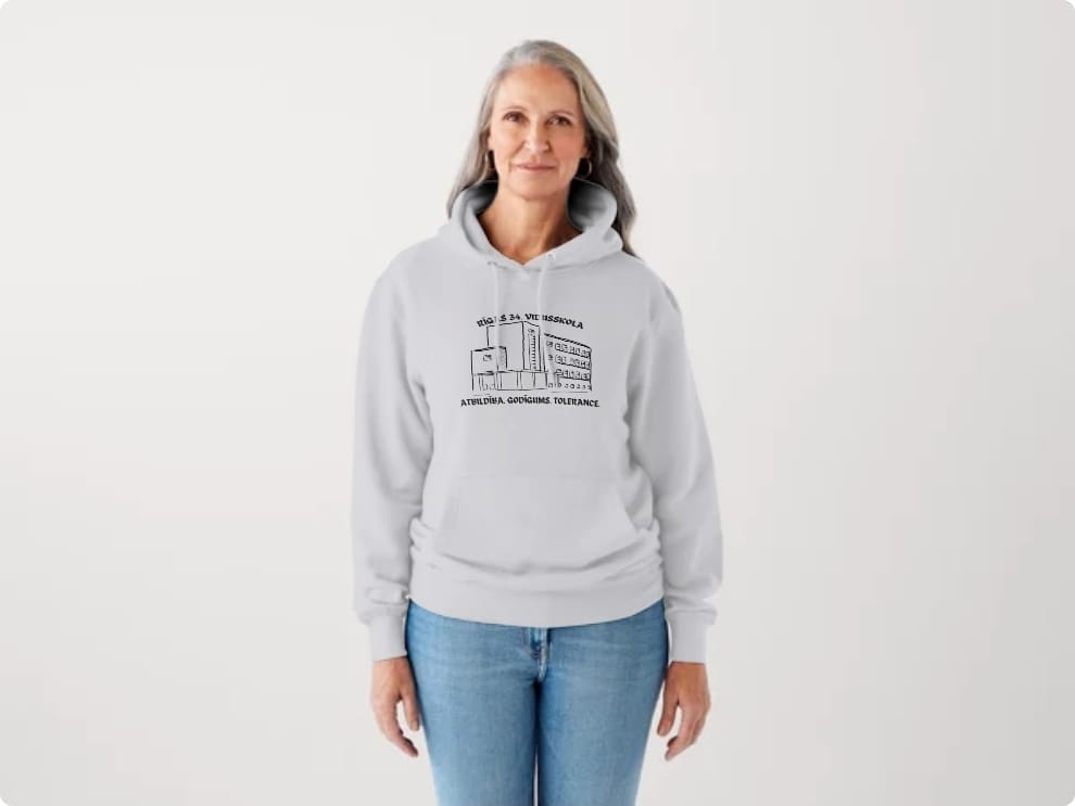 Pelēks pieaugušo džemperis ar kapuci